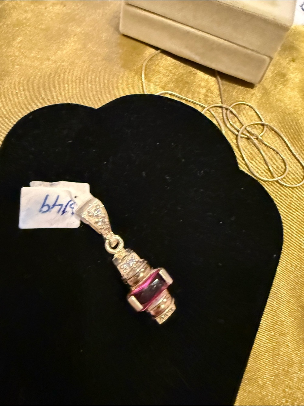 Elegant silver 925 & 18k Gold Pendant Necklace with Pink Gemstone Accent